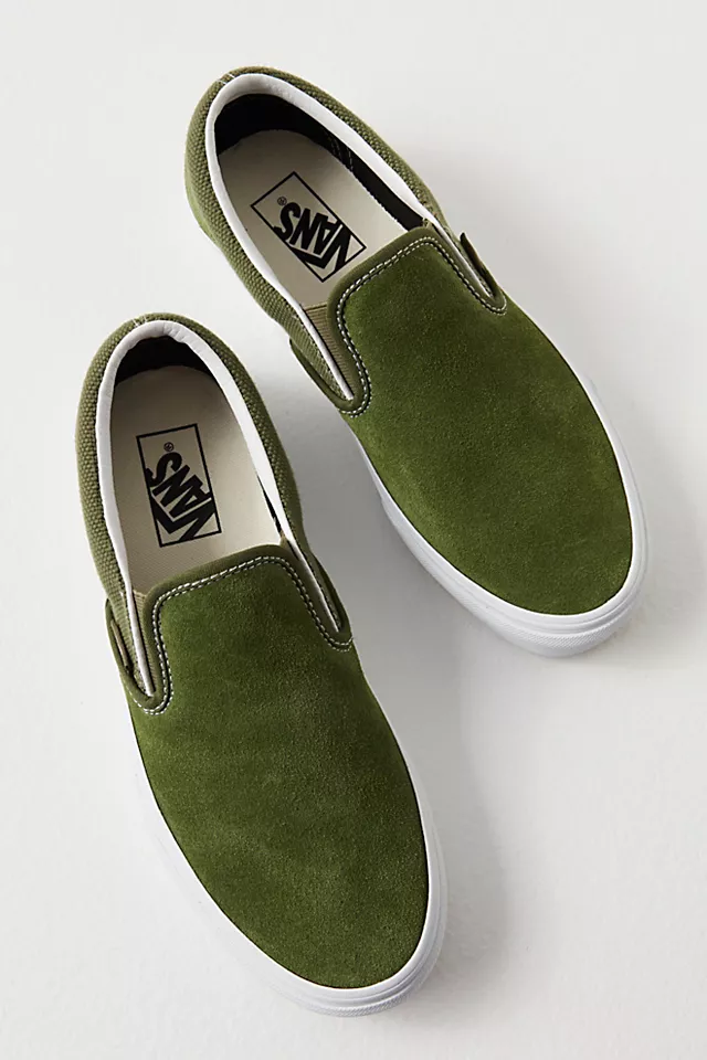 Classic Textured Slip-on Sneakers Textured Olive