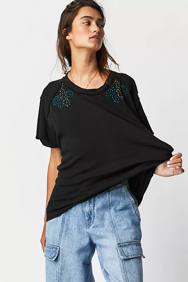 Tricia Fix Foliage Stitch Tee Black