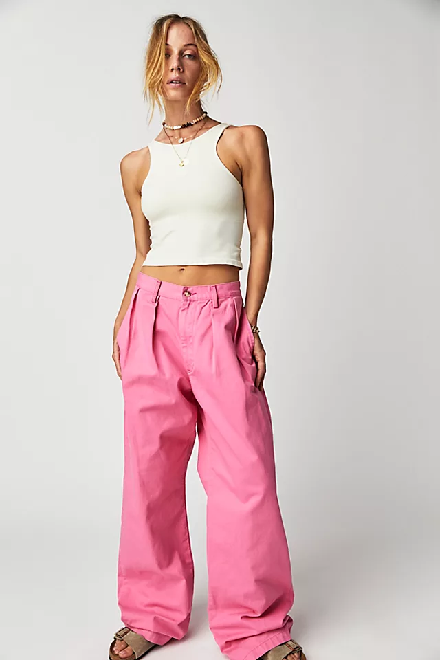 Denimist Blair Double-Pleated Pants Fuchsia