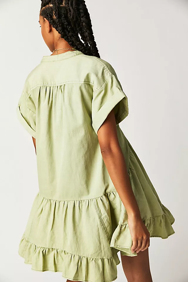 Agnes Denim Dress Sage Mint