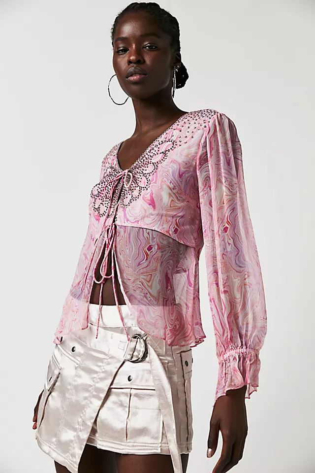 LoveShackFancy Dante Blouse Pink Kiss