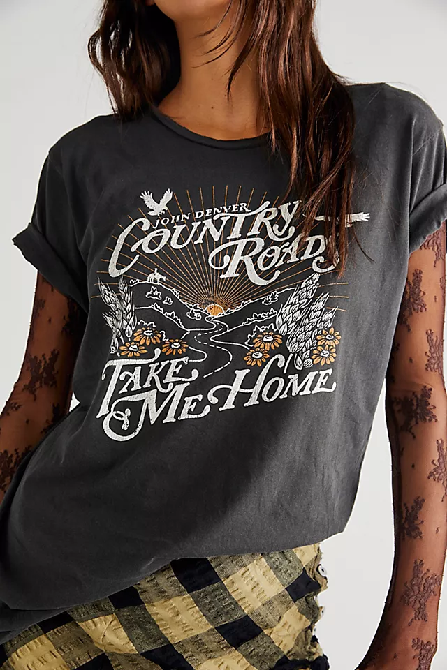 Country Roads Tee Washed Black