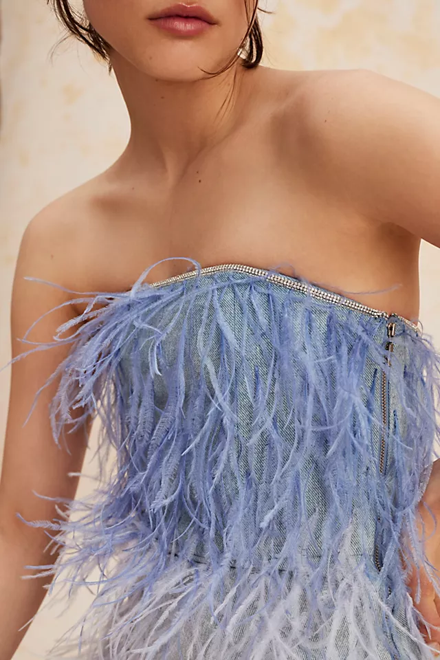 Retrofete Sofia Feather Dress White Ombre