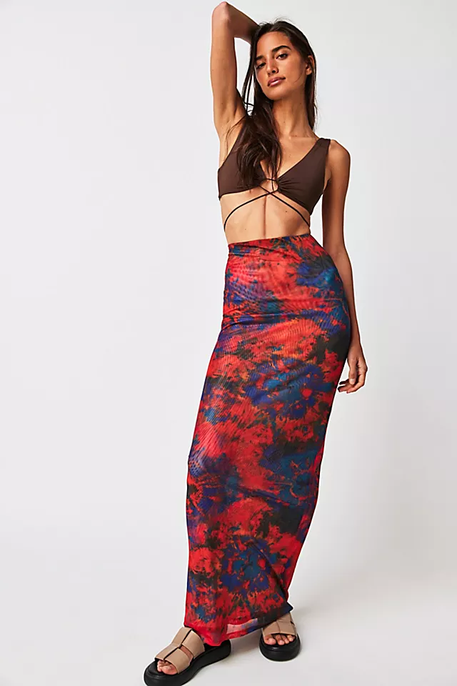 Ronny Kobo Madrid Skirt Orange Tie Dye