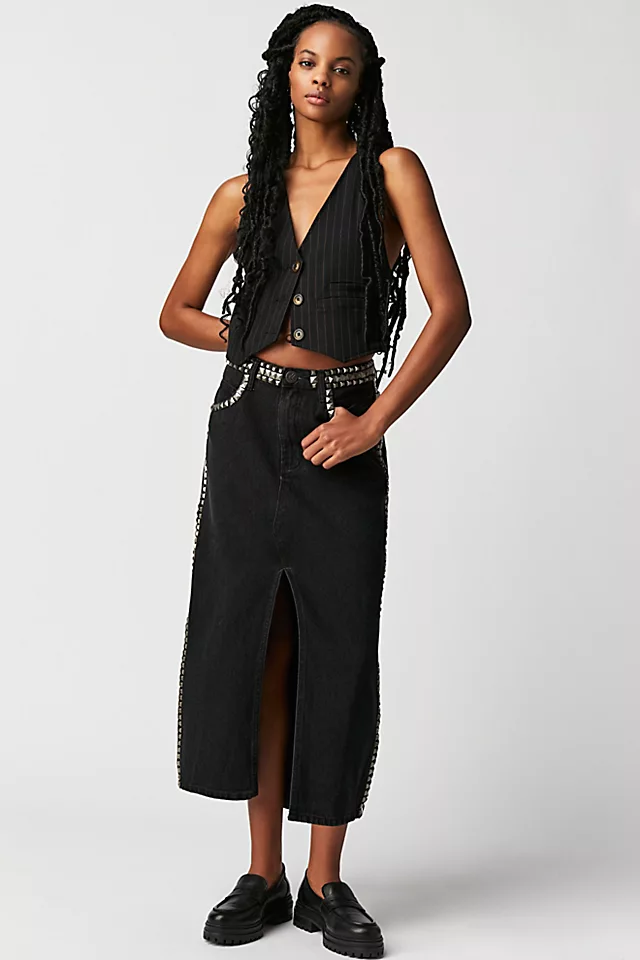 OneTeaspoon Black Oak Studded Rocko Skirt Black Oak