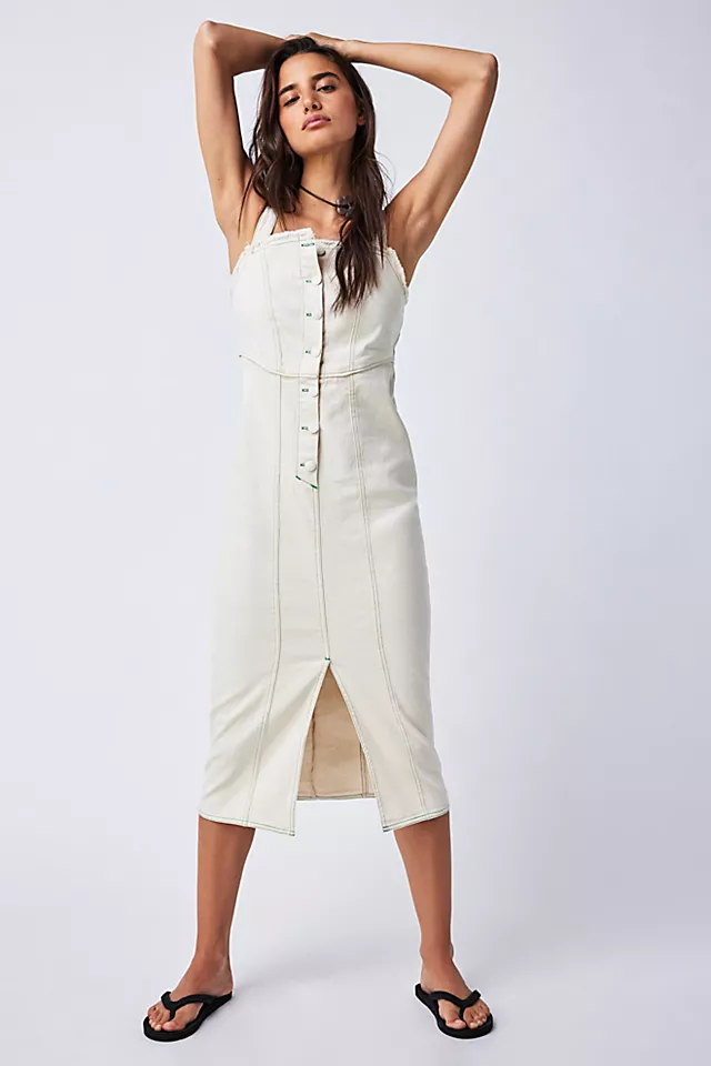 Lucia Ottonello Pop Denim Dress Cream
