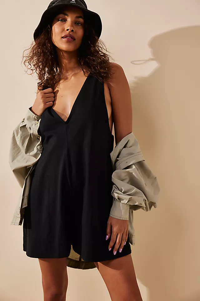 Cassie Low-Back Romper Black