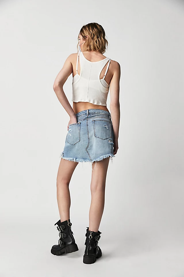 OneTeaspoon Junkyard Relaxed Denim Mini Skirt Vintage Blue