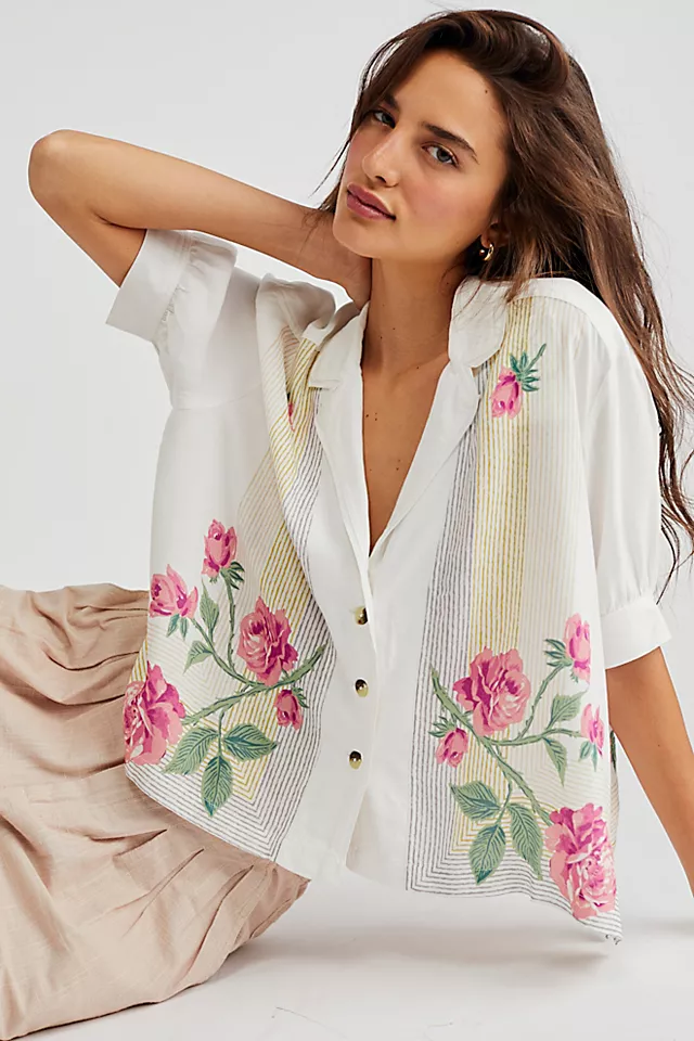 Big Blooms Shirt White Combo