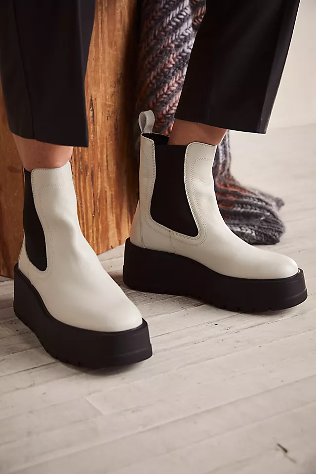 Imogen Platform Chelsea Boots White