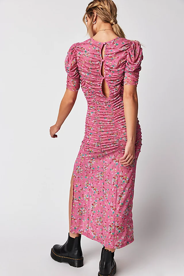 Briella Midi Dress Hot Pink Combo