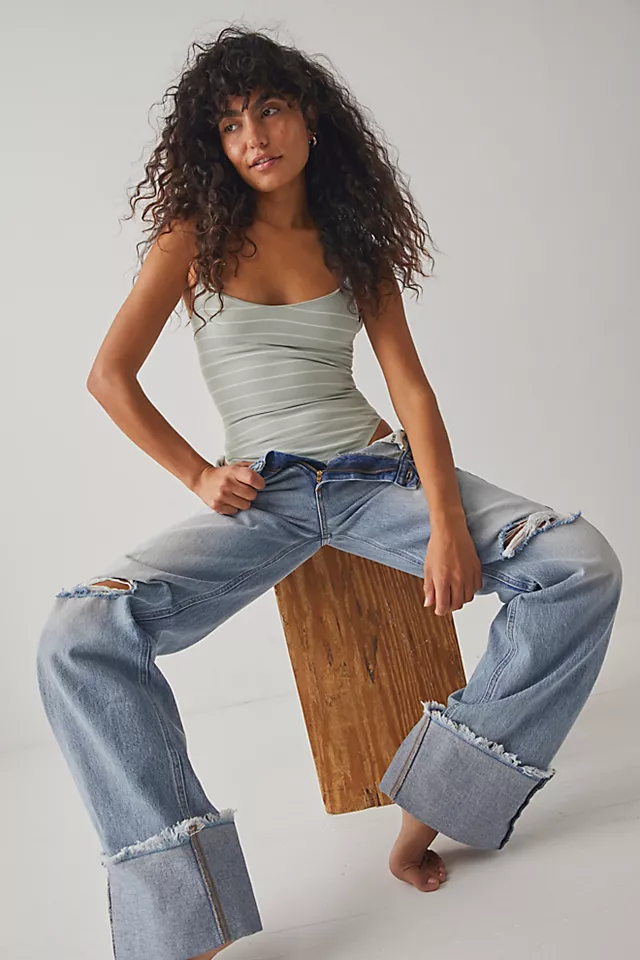 Seamless High Cut Bodysuit Sage And White Stripe