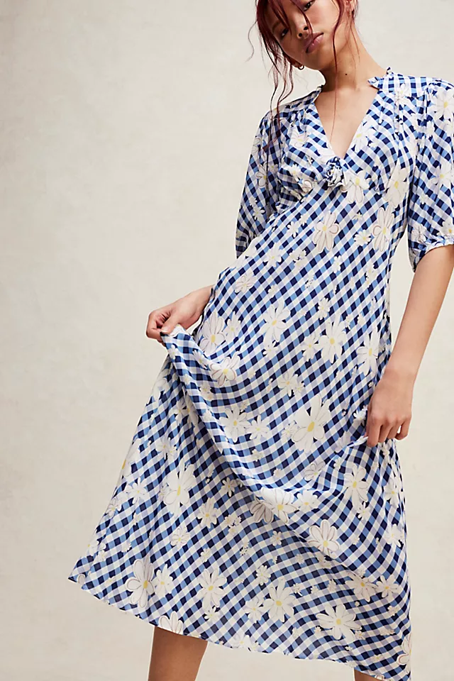 RIXO Nicolette Dress Riviera Daisy Check