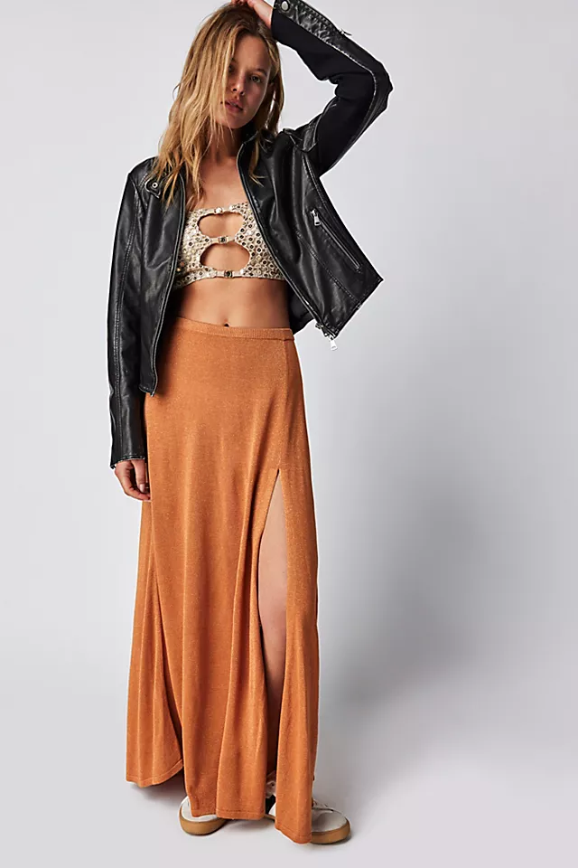 Bec & Bridge Indya Knit Maxi Skirt Rust