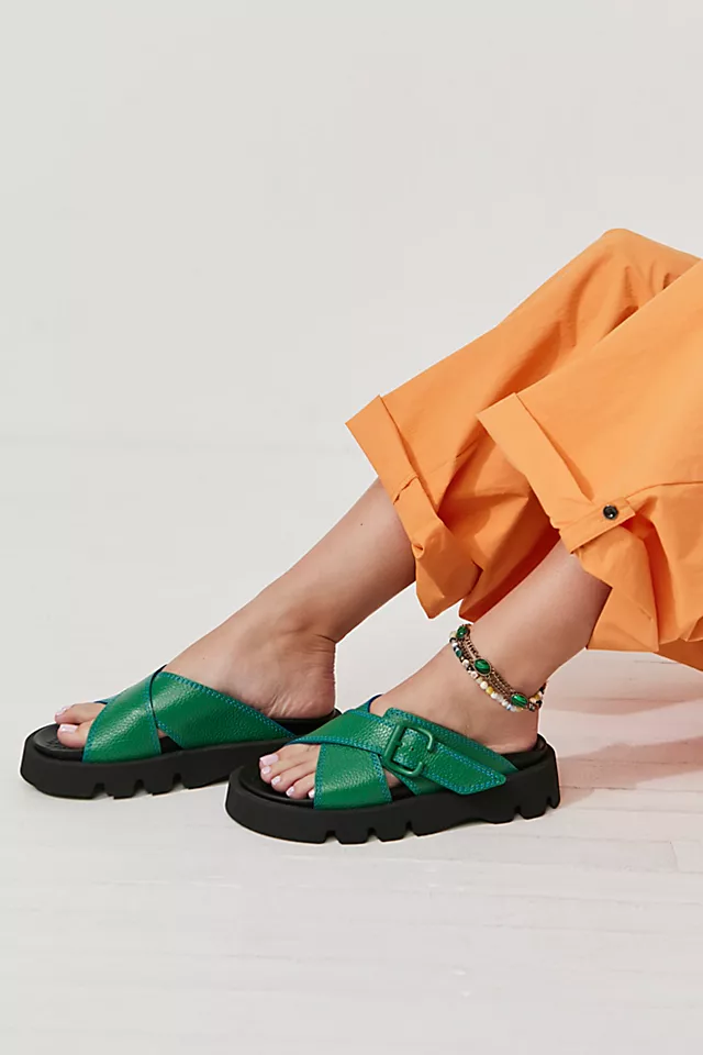 Lacey Lug Slip On Sandal Green