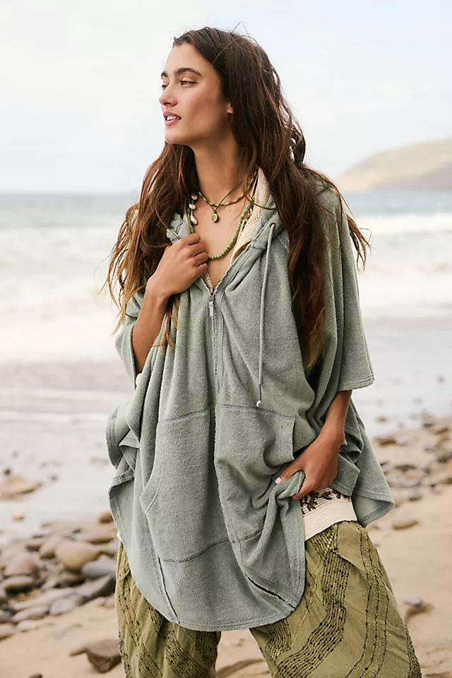 Beach Love Poncho Blue Surf combo
