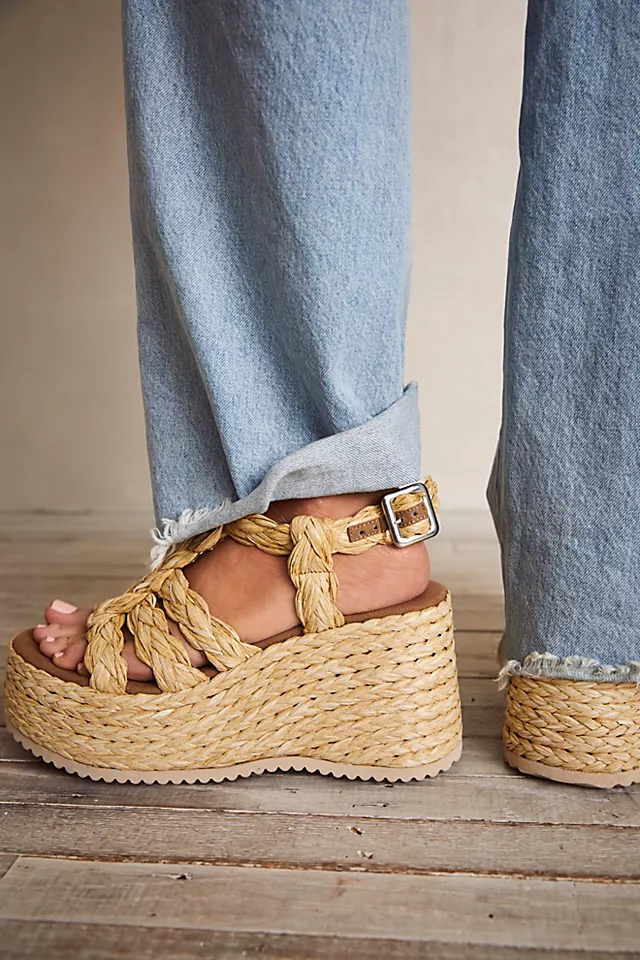 Raffia Rendezvous Wedge Sandals Natural