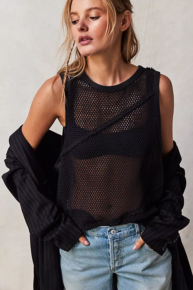 Shore Side Muscle Tank Washed Black