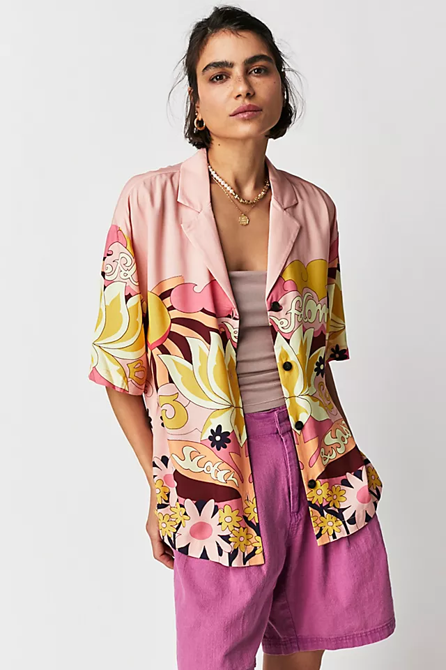 Camp Place Printed Shirt Blush Peach