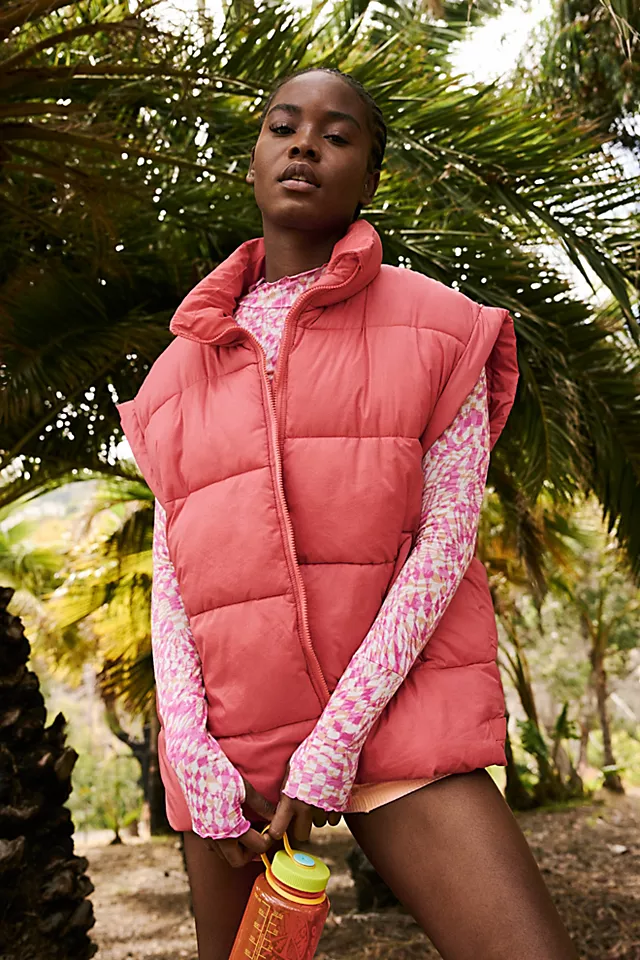 In A Bubble Puffer Vest Coral Sun