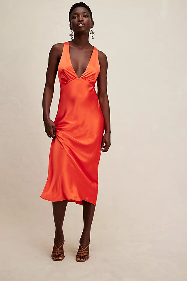 Shona Joy Plunged Midi Dress Hibiscus