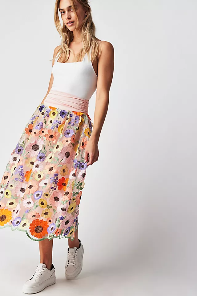 For Love & Lemons Fiore Midi Skirt Multi
