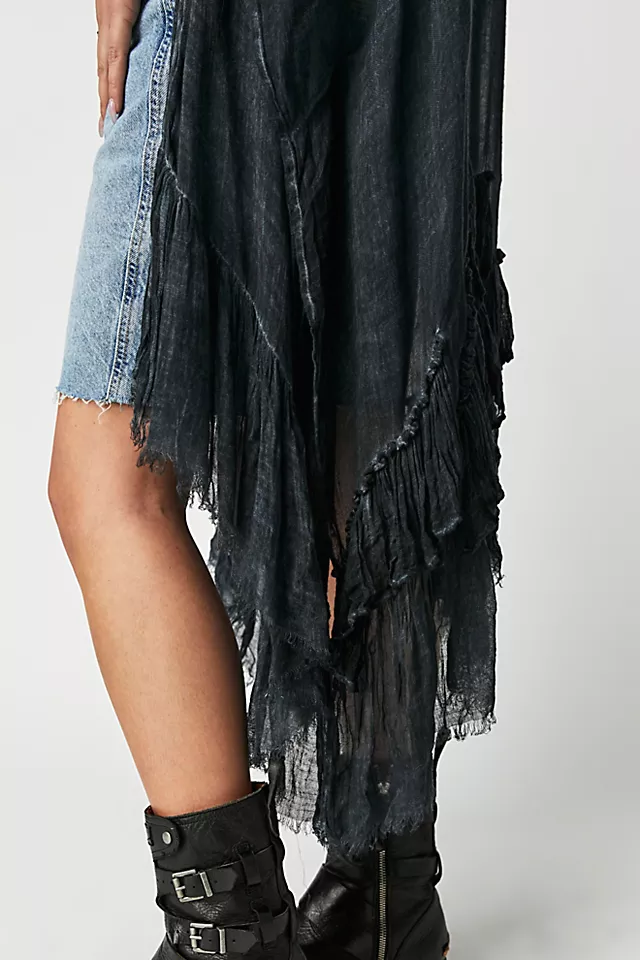 Whisper Washed Ruffle Kimono Charcoal