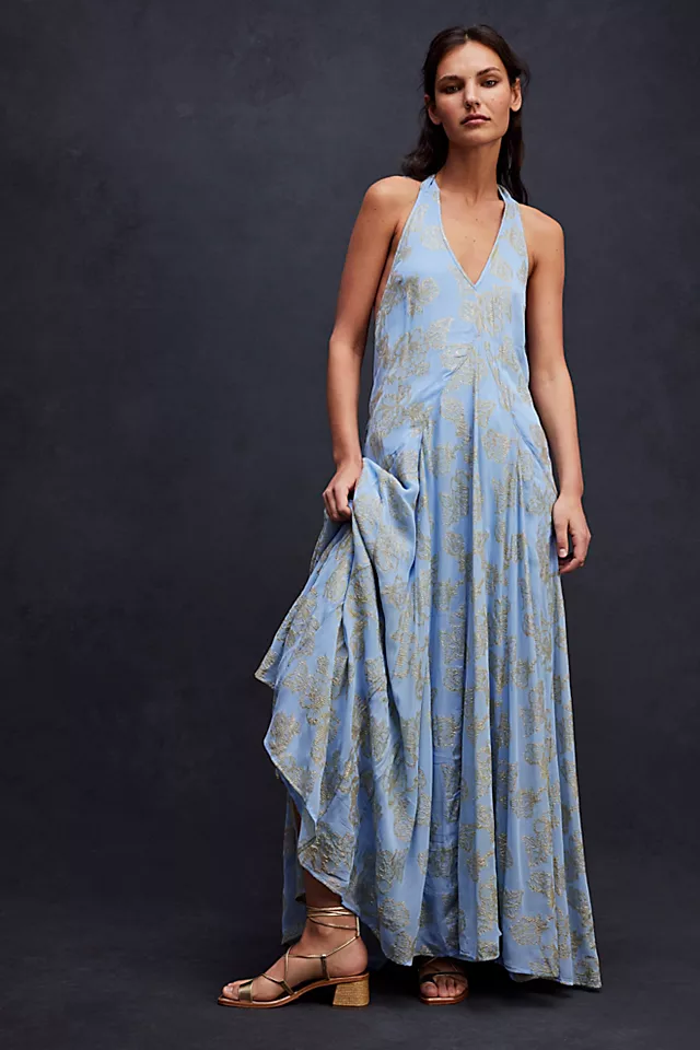 Holding On Convertible Maxi Dress Blue Egret Combo