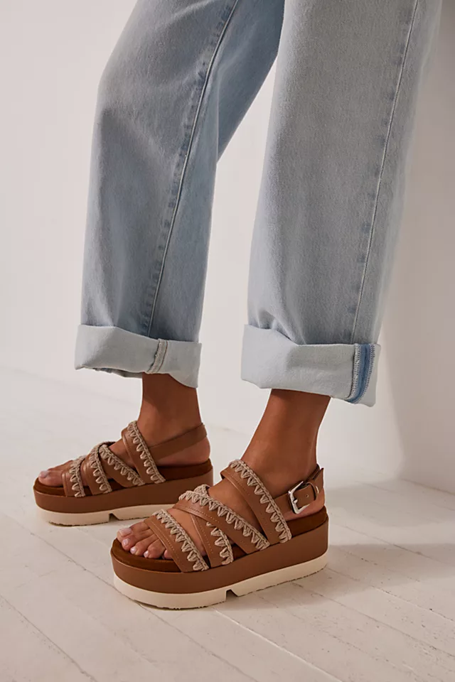 Mou Gianna Platform Sandals Cognac
