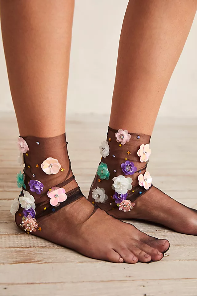 Secret Garden Tulle Socks Black