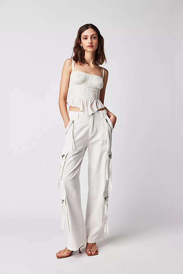 Cargo Zip Jeans Creamy Scoop