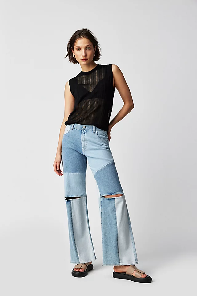 KSENIASCHNAIDER x DL1961 Relaxed Vintage Wide-Leg Jeans Patchwork