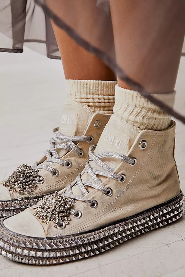 Cruise Studded Hi Top Sneakers Parchment