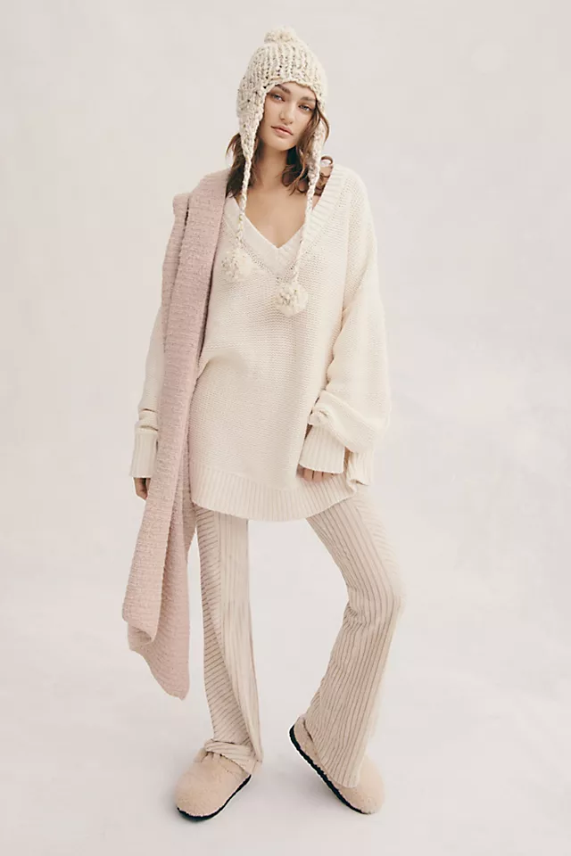 Slim Pull-On Velvet Flare Pants Morning Oat