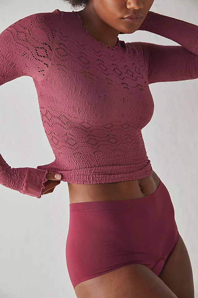 Flirt Back Long-Sleeve Crop Bottled Plum