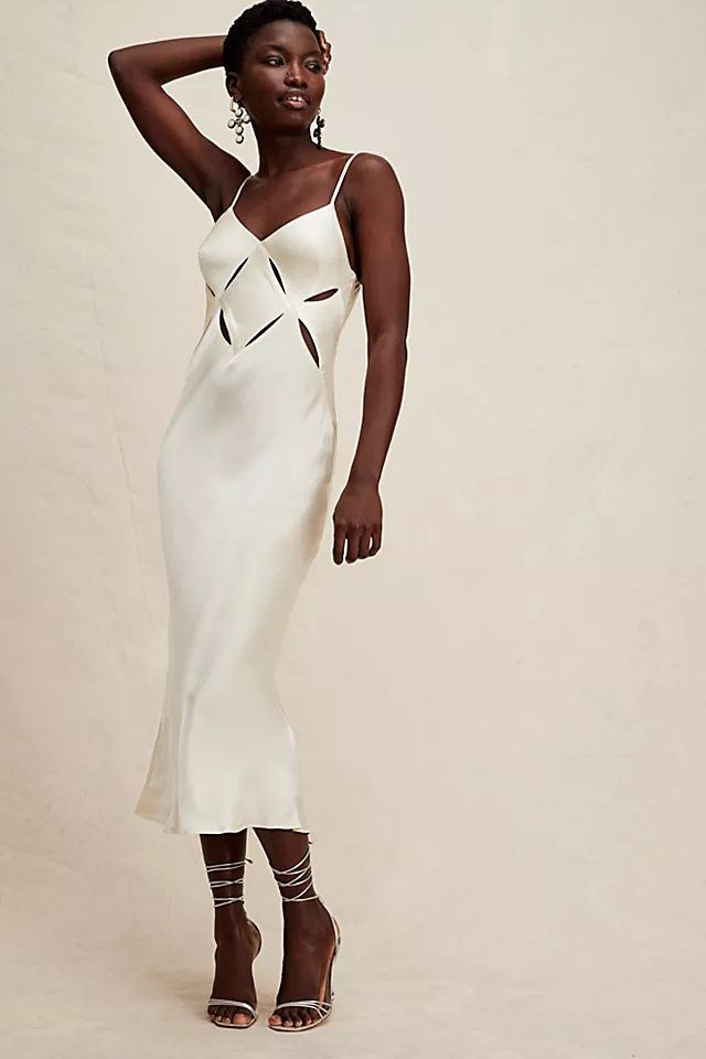 Shona Joy Milo Cut Out Midi Dress Oatmeal