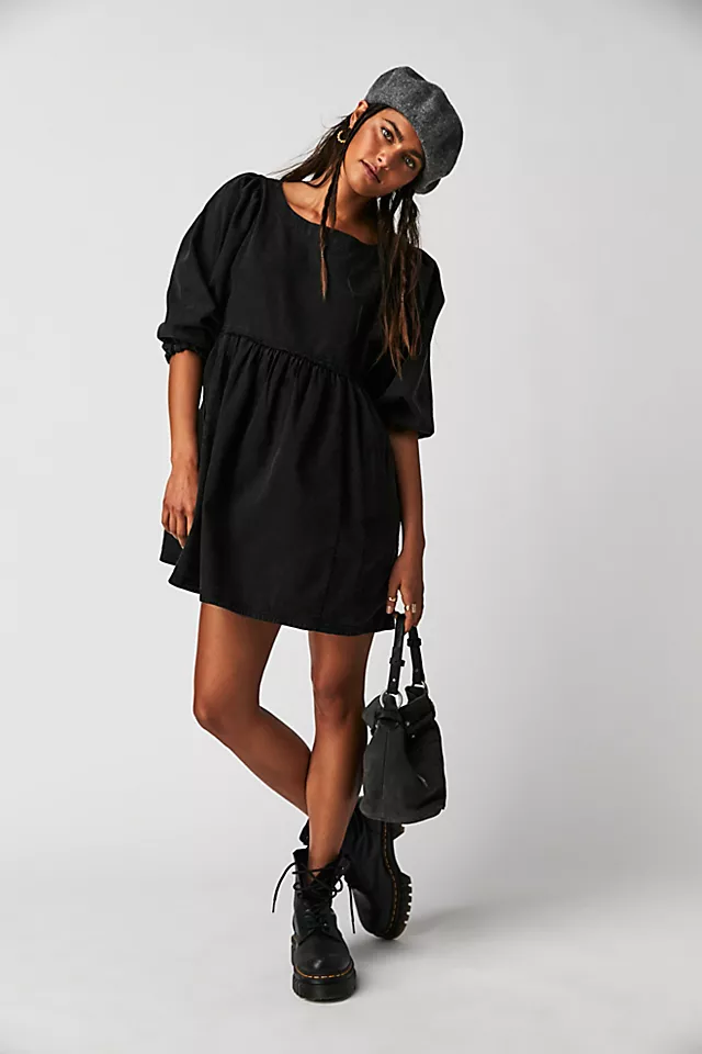 Get Obsessed Denim Mini Dress Black