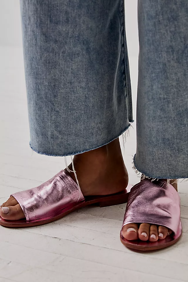 Vicente Slide Sandals Pink Metallic