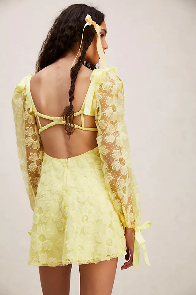 For Love & Lemons Kiersten Mini Dress Yellow