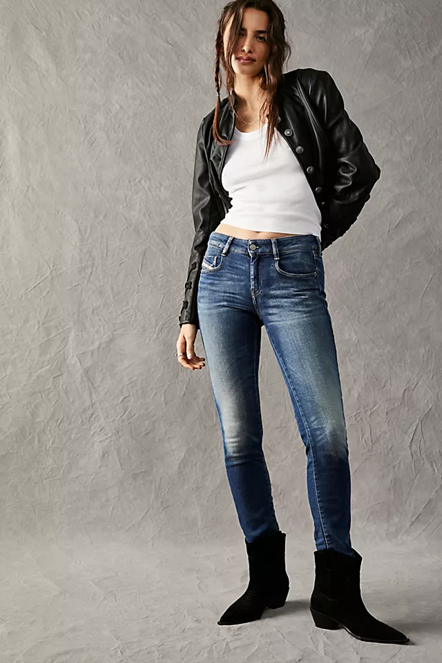 Diesel D-Ollies-I Low-Rise Slim Jeans Mid Blue