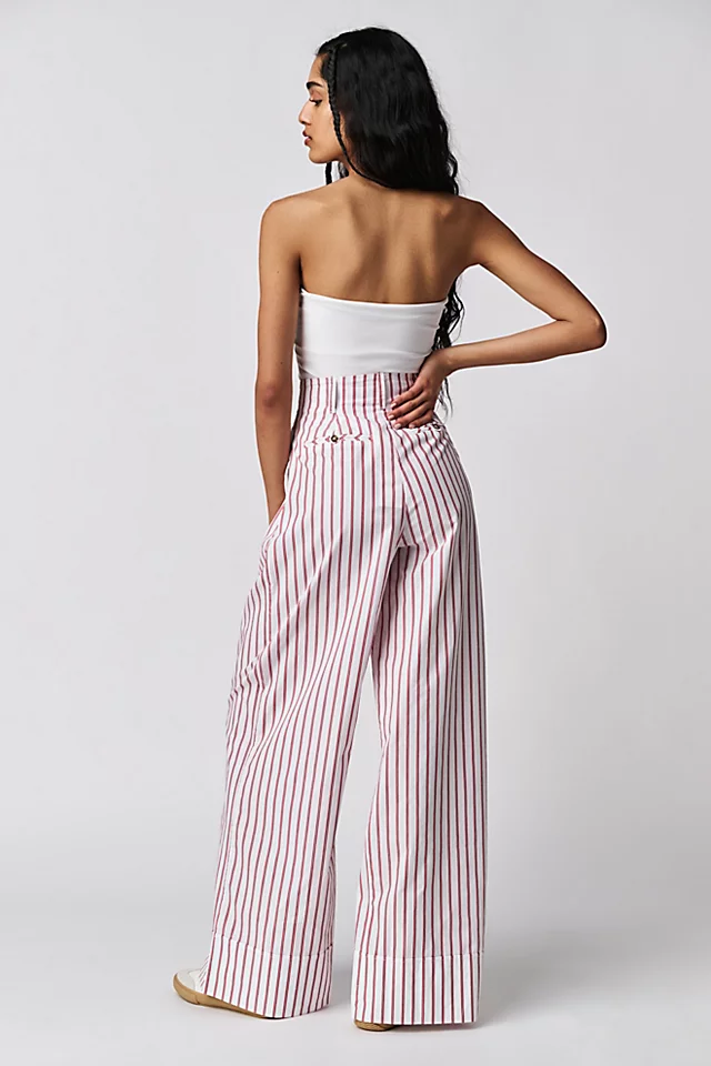 Shona Joy Ribiero High-Waisted Pants Ivory / Roma Red