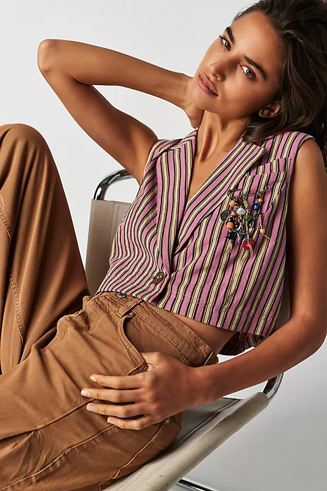 Cropped Bonnie Vest Pink Combo