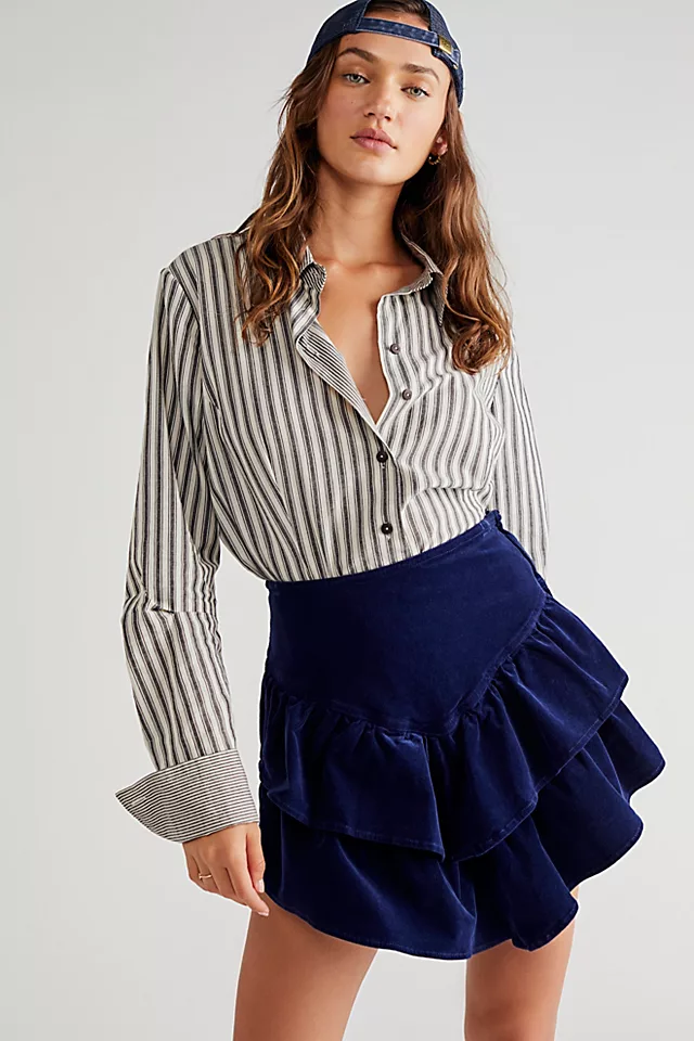 MOTHER Ruffle Mini Skirt Blueprint