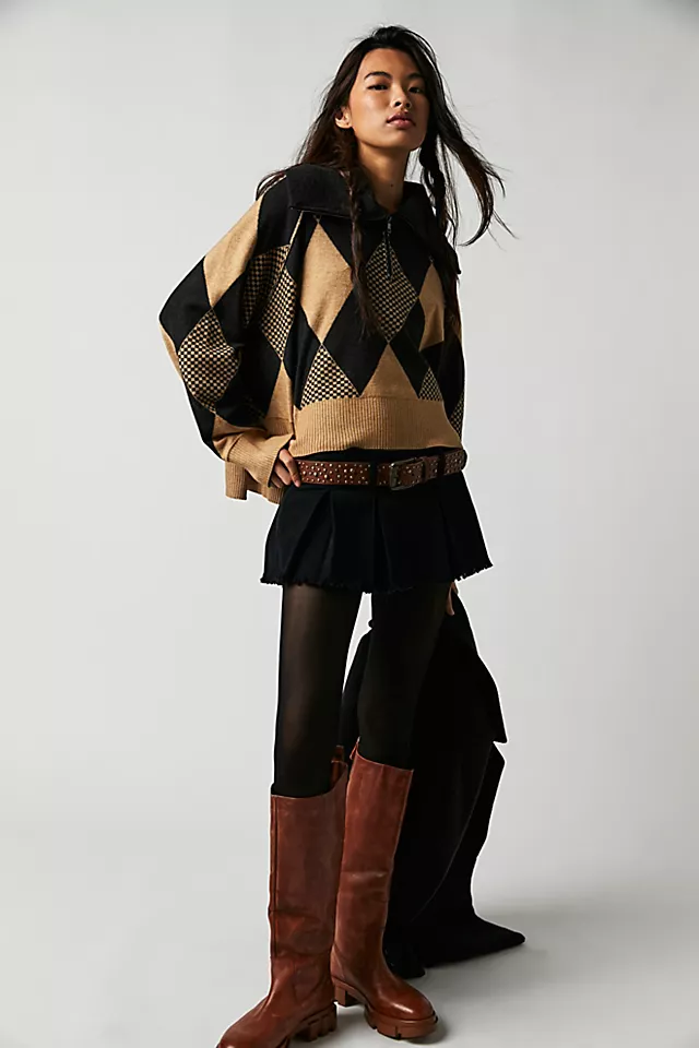 Lucy Half Zip Pullover Carbon Camel Combo