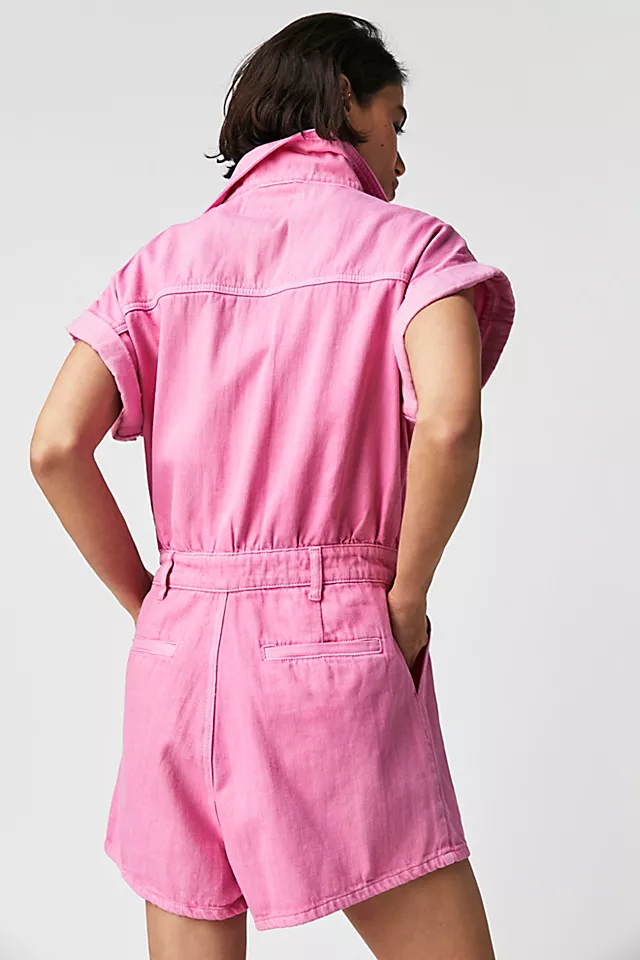 BlankNYC Denim Short Coverall Pink Shadow