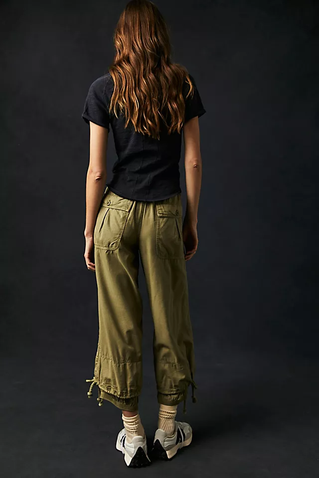 Big Blooms Parachute Pants Mosstone