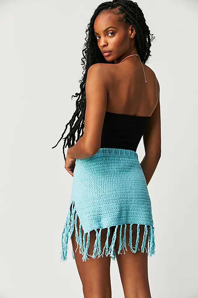 Murasaki Crochet Mini Skirt Light Blue
