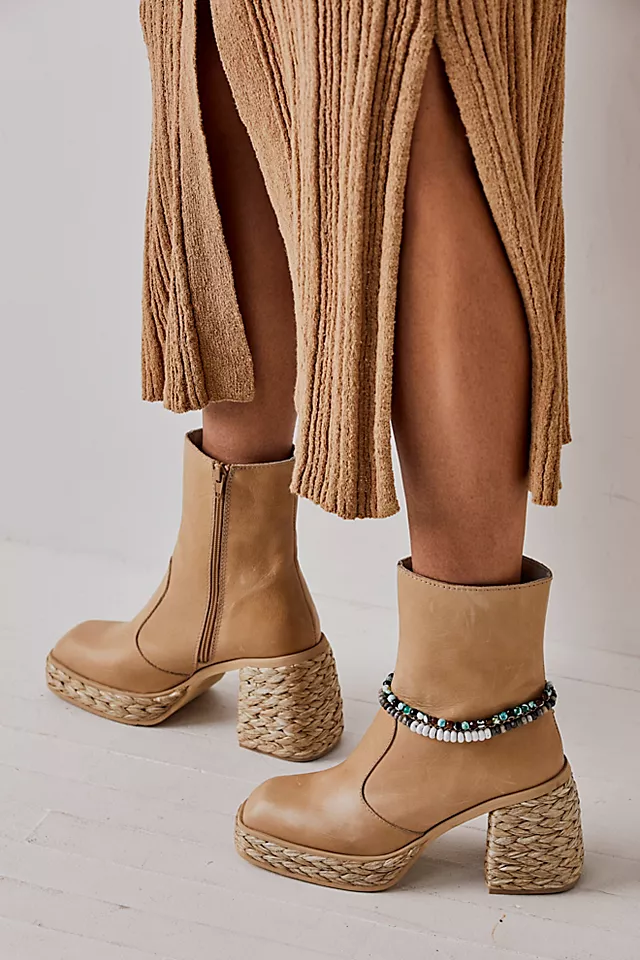 Rosa Raffia Platform Boots Natural
