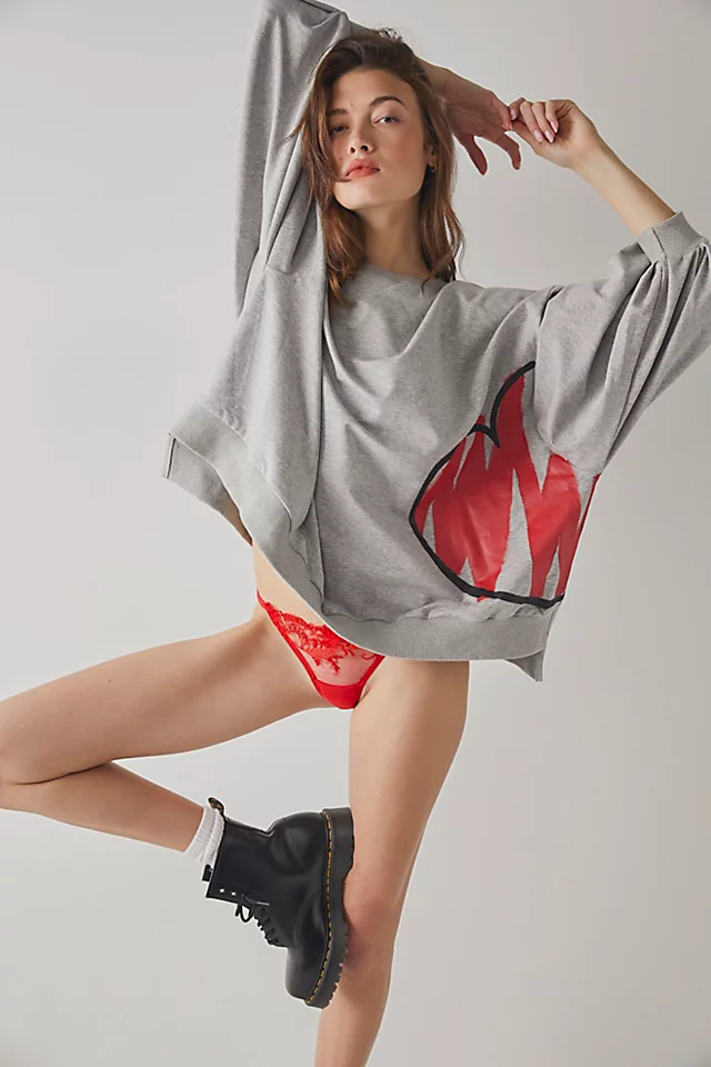 Wren & Glory Side Heart Crew Heather Grey