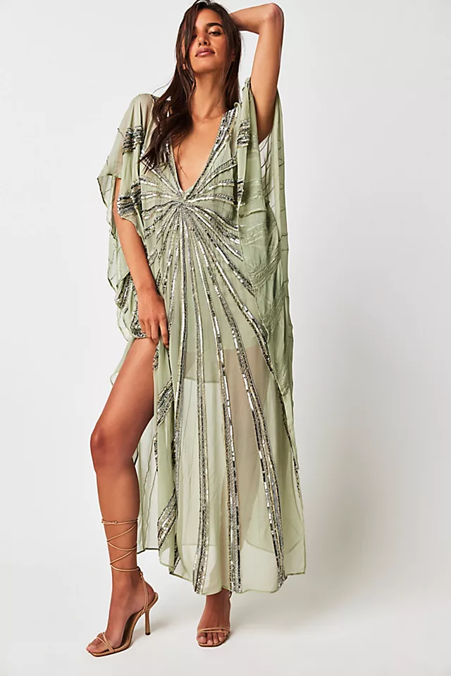 Starburst Avenue Embellished Kaftan Sage